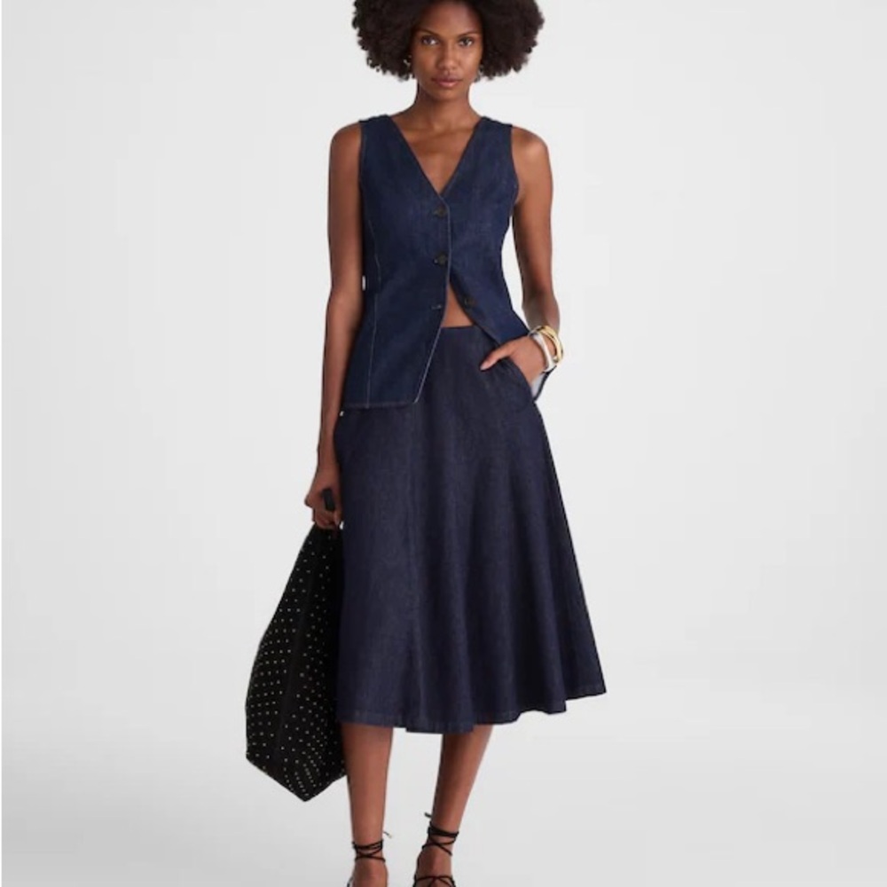 Madewell denim circle skirt with pockets